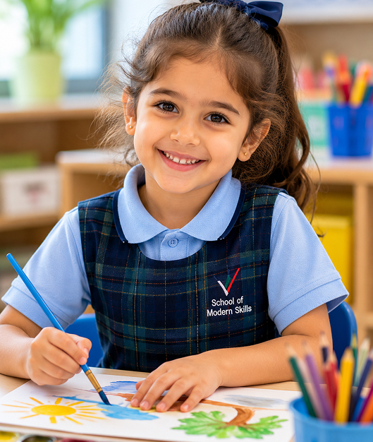 Student drawing in a classroom