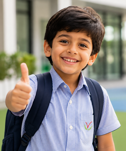 Student giving a thumbs up
