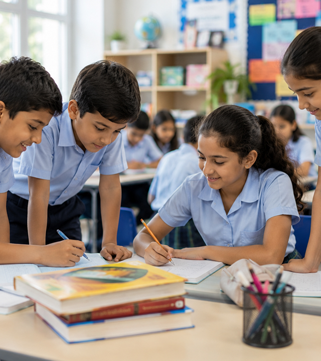 Years 3 to 6 students studying in School of Modern Skills uniform