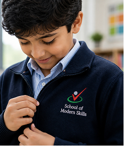 Student adjusting School of Modern Skills uniform