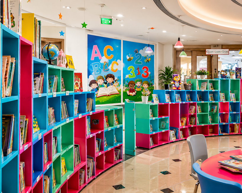Colorful Early Years library and learning area