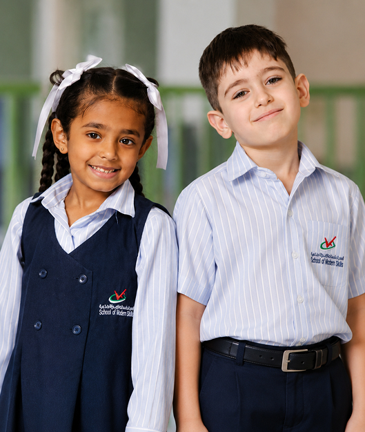 Elementary students standing together