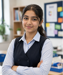 Girls Division student standing confidently in uniform