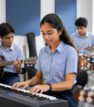 Students in music class