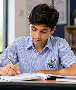 Student writing in a notebook