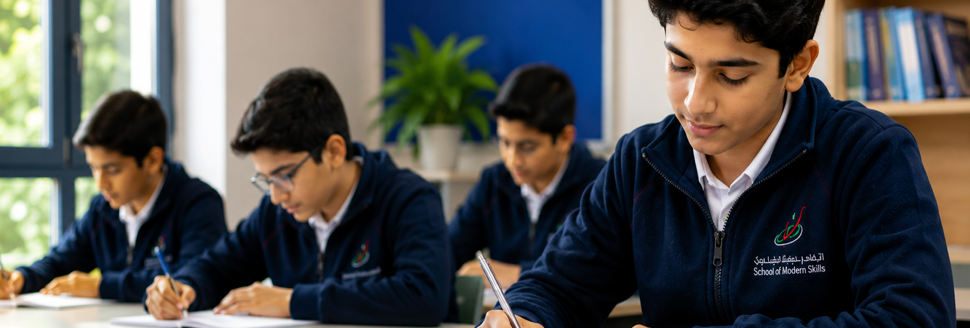 Boys Division students studying in class at School of Modern Skills